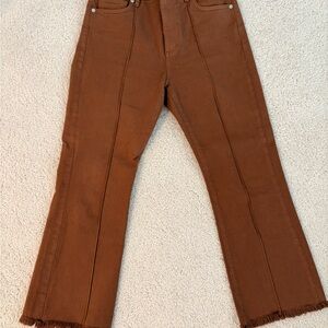 LOFT Chestnut Flare Pants with Frayed Hem